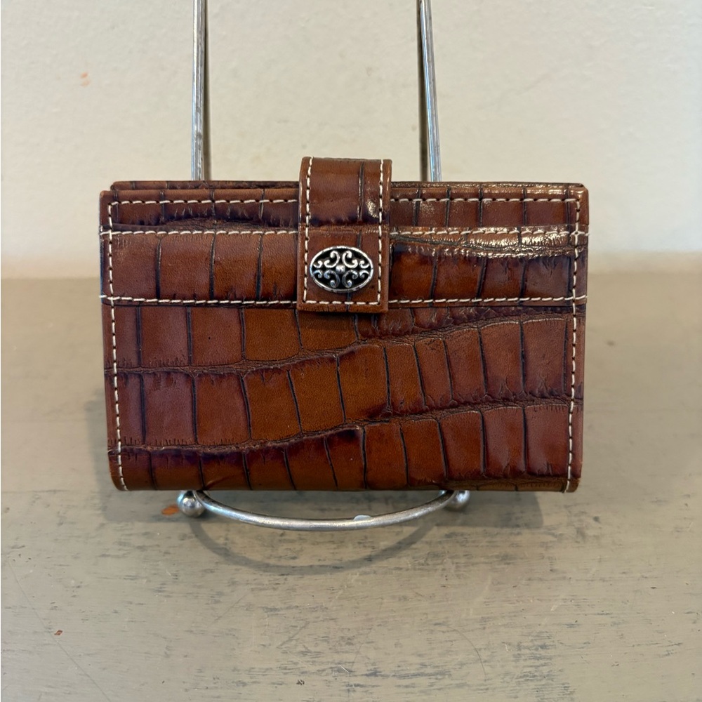 Brighton Brown Crocodile Snap Close Wallet